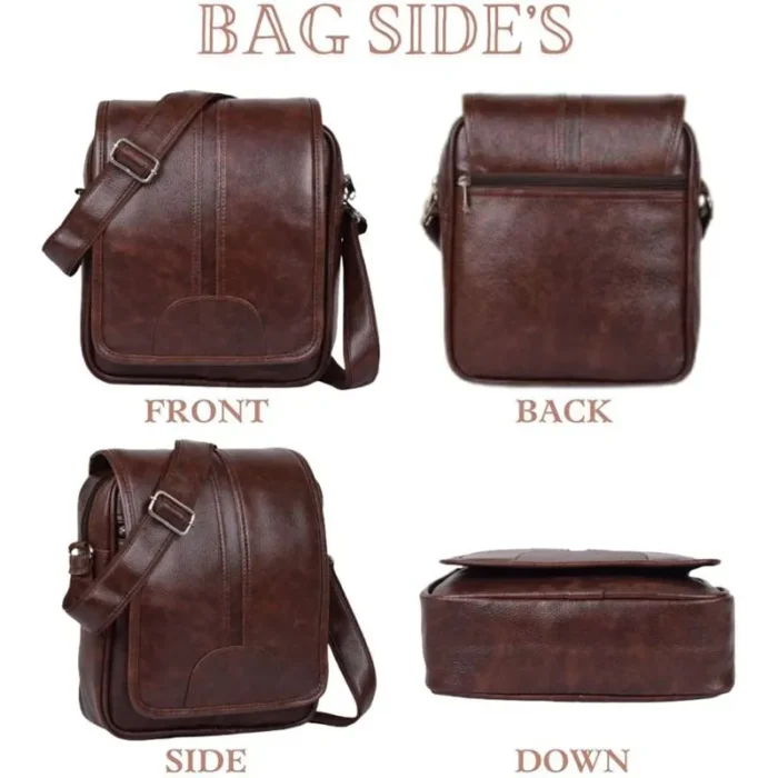 Brown pu leather sling crossbody bag for gifting in promotions and events in corporate.