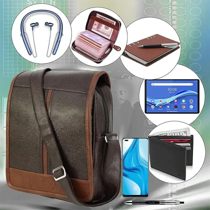 Brown Pu leatherSling bag for promotions, events & giftings.