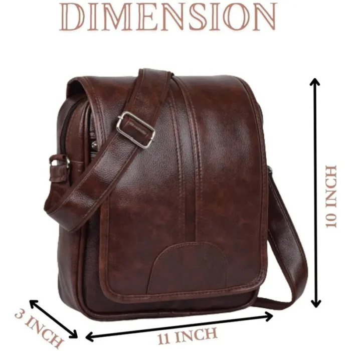 Brown pu leather sling crossbody bag for gifting in promotions and events in corporate.