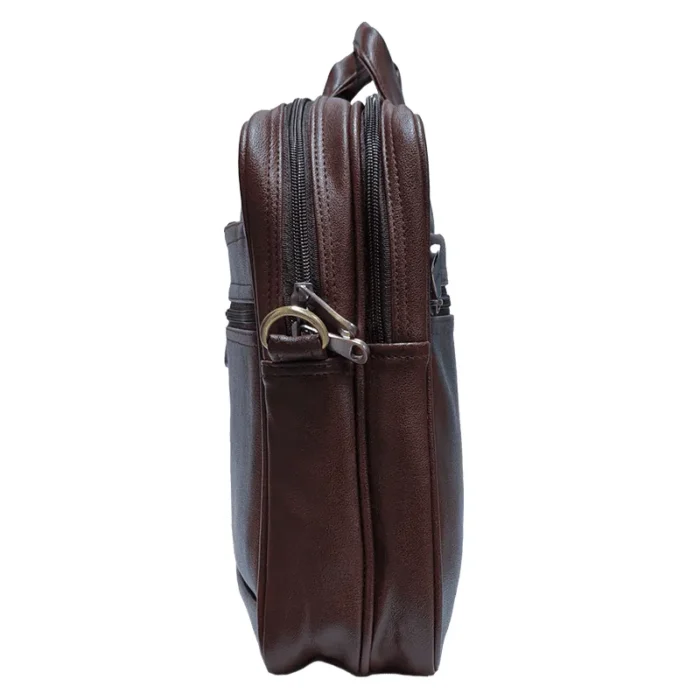 Brown pu leather laptop messenger bag for events and giftings.