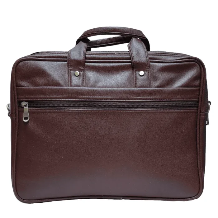 Brown pu leather laptop messenger bag for events and giftings.