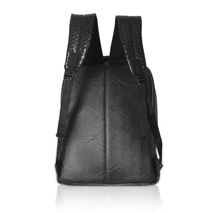 Black Synthetic leather laptop backpack for corporate gifting in events and promotions.