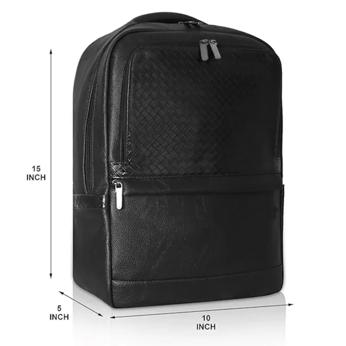 Black Synthetic leather laptop backpack for corporate gifting in events and promotions.
