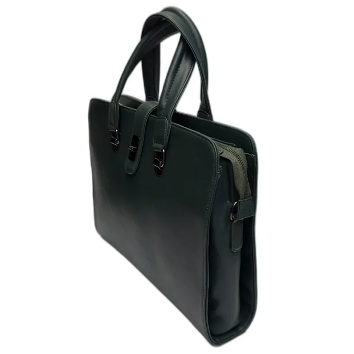 Green Premium leather unisex laptop bag for premium gifting in events and promotions with customized branding