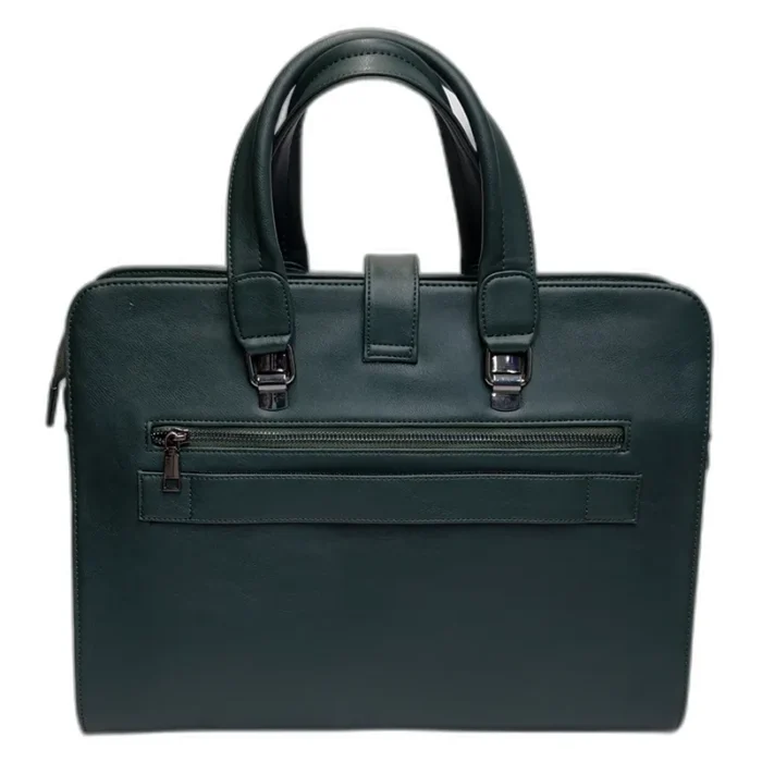 Green Premium leather unisex laptop bag for premium gifting in events and promotions with customized branding
