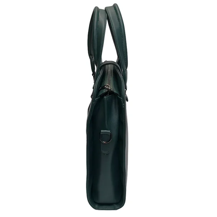 Green Premium leather unisex laptop bag for premium gifting in events and promotions with customized branding