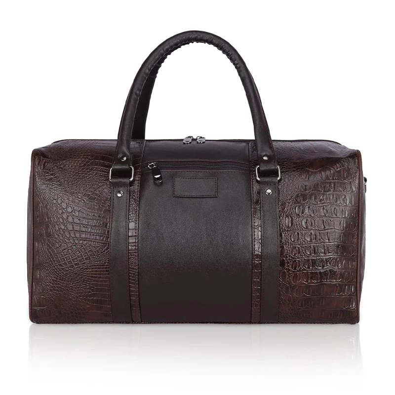Brown Pu leather duffel bag for corporate gifting in events and promotions.