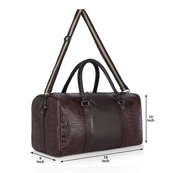 Brown Pu leather duffel bag for corporate gifting in events and promotions.
